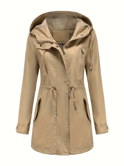 Isabella Hooded Parka | Drawstring Waist Flap Pockets Parka