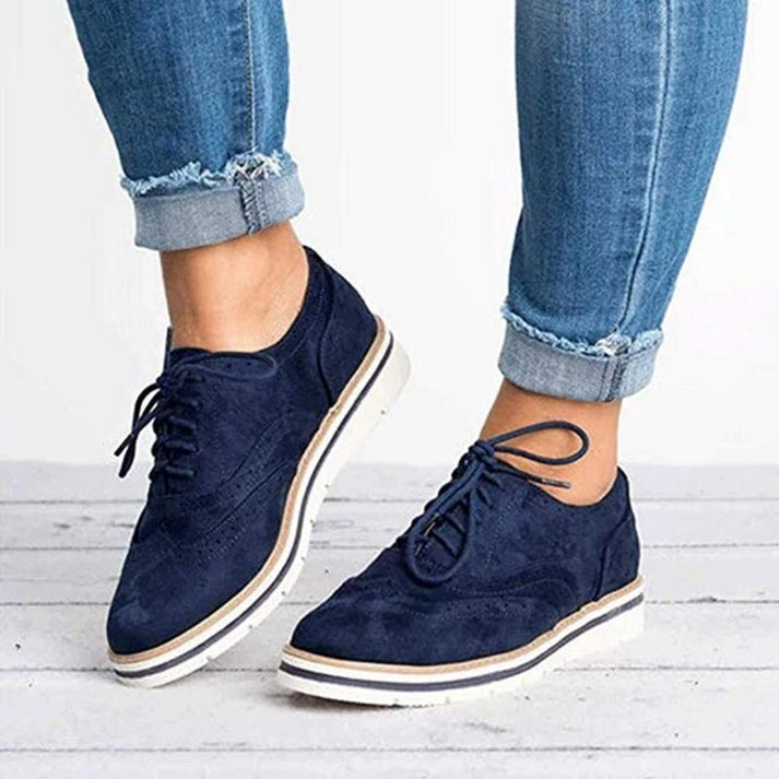 Isla Lace-Up Platform Brogue Trainers | Solid Ankle-Length Trainers