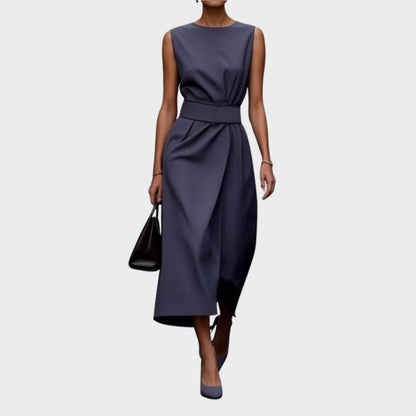 Freya Draped Midi Dress | Belted Wrap Front Dress