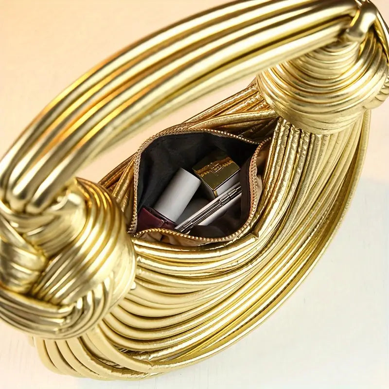 Isla Sculptural Structured Handbag | Knotted Details Curved Handle Handbag