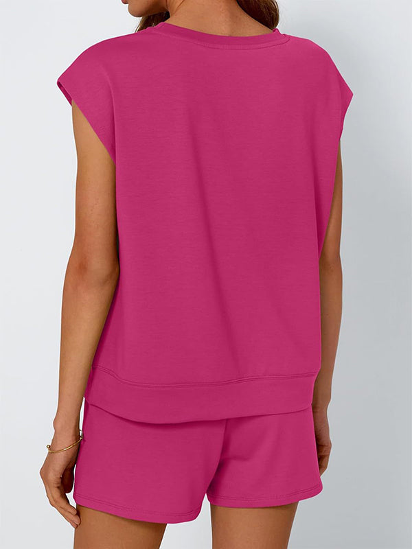 Sienna Relaxed Fit T-Shirt & Shorts Two-Piece Set | Dropped Shoulder Drawstring Waist Set