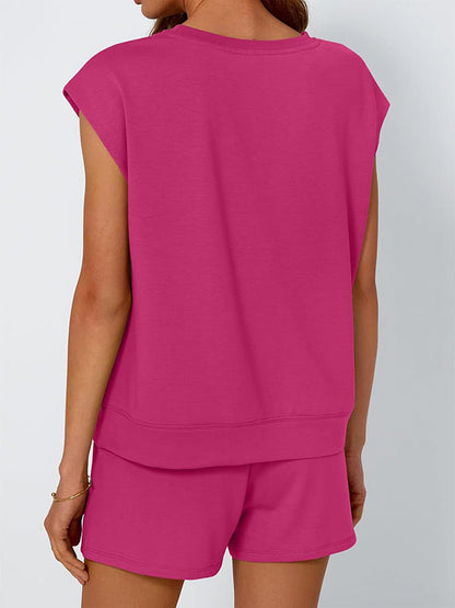 Sienna Relaxed Fit T-Shirt & Shorts Two-Piece Set | Dropped Shoulder Drawstring Waist Set