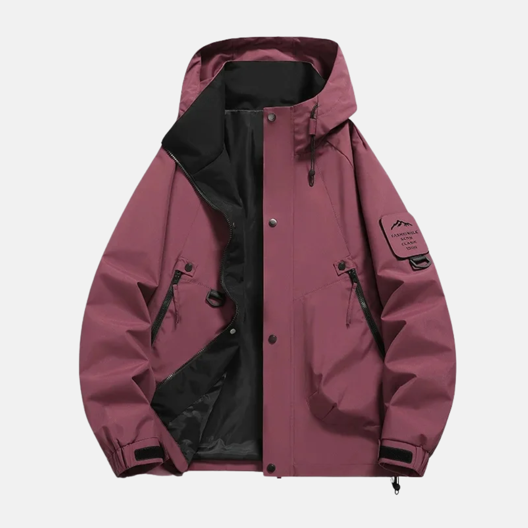 Men's Windbreaker Jacket – Water Resistant – Multi Pocket – Adjustable Hood and Cuffs