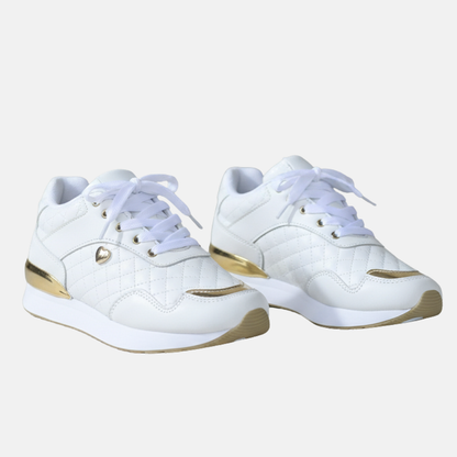 Amelia Orthopedic Quilted Sneakers | Gold Accent Heart Sneakers