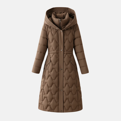 Isla  Long Coat | Hooded Belted Snap Coat