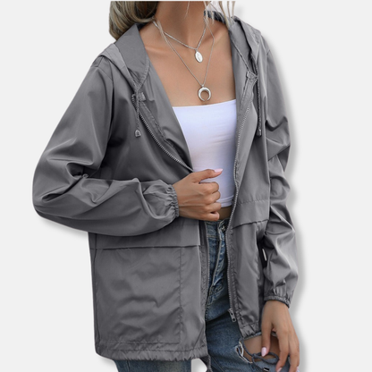 Isla Hooded Jacket | Drawstring Waist Hip-Length Hooded Jacket
