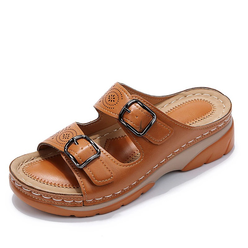 Isla Orthopedic Slip-On Sandal | Buckle Detail Chunky Sole Sandal