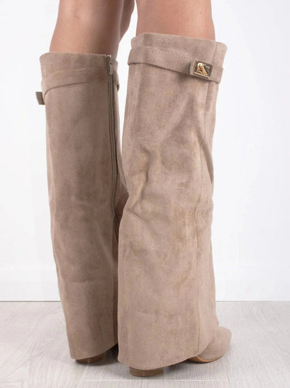 Francesca Structured Fit Thigh-High Boots | Buckle Detail Pointed Toe Boots
