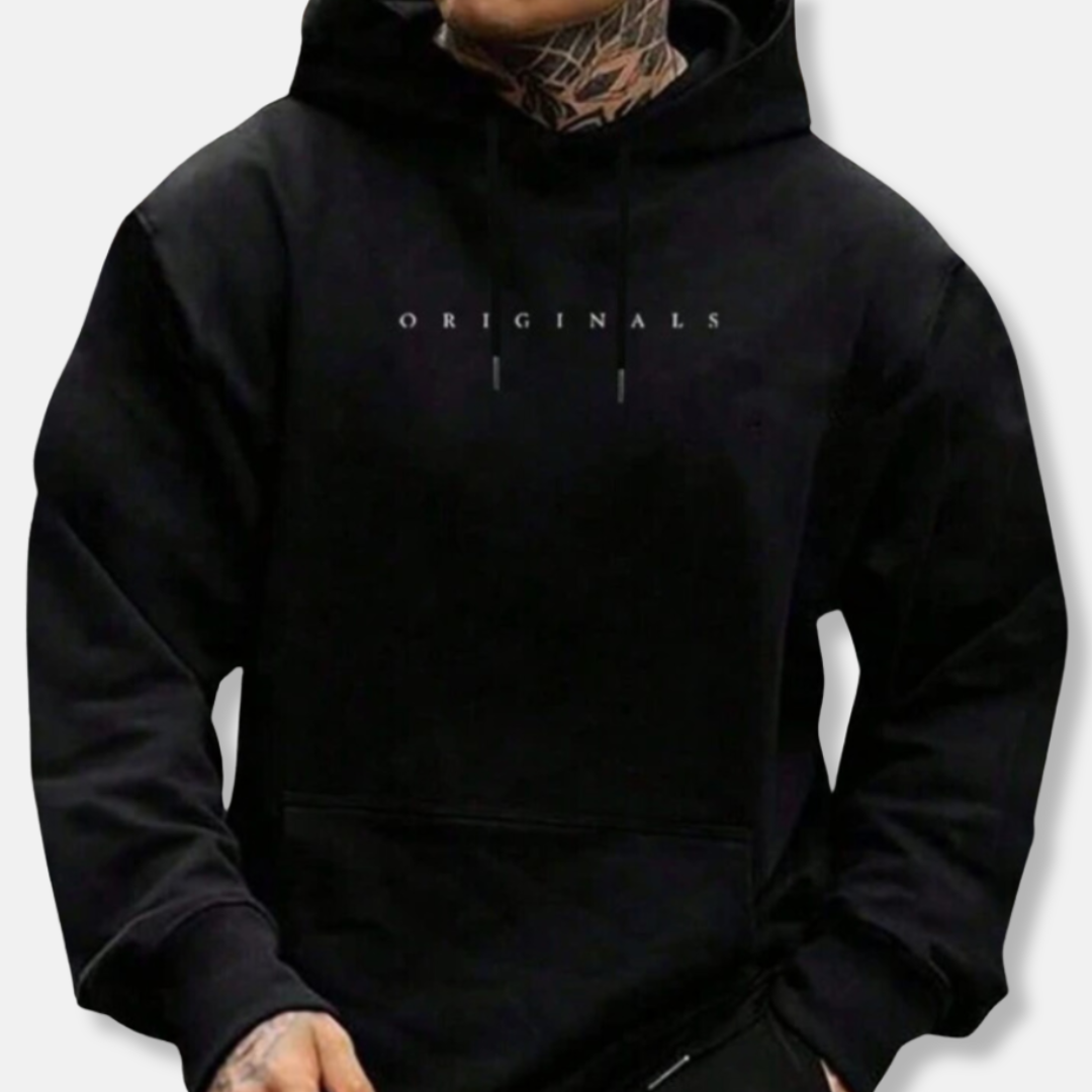 Joshua  Relaxed Fit Pullover Hoodie | Embroidered Drawstring Hood Pullover Hoodie