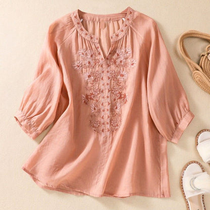Isabella Relaxed Fit Blouse | Floral Embroidered Blouse