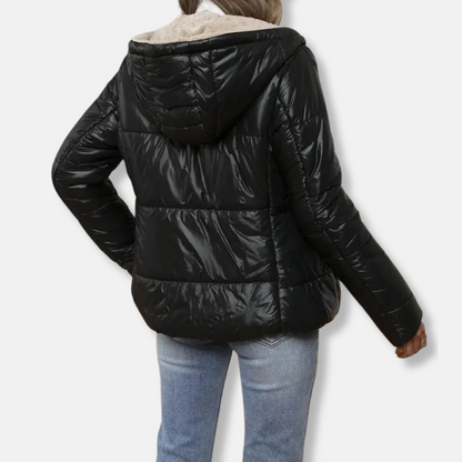 Isabella Hooded Quilted Jacket | Plush Lined Relaxed Fit Jacket