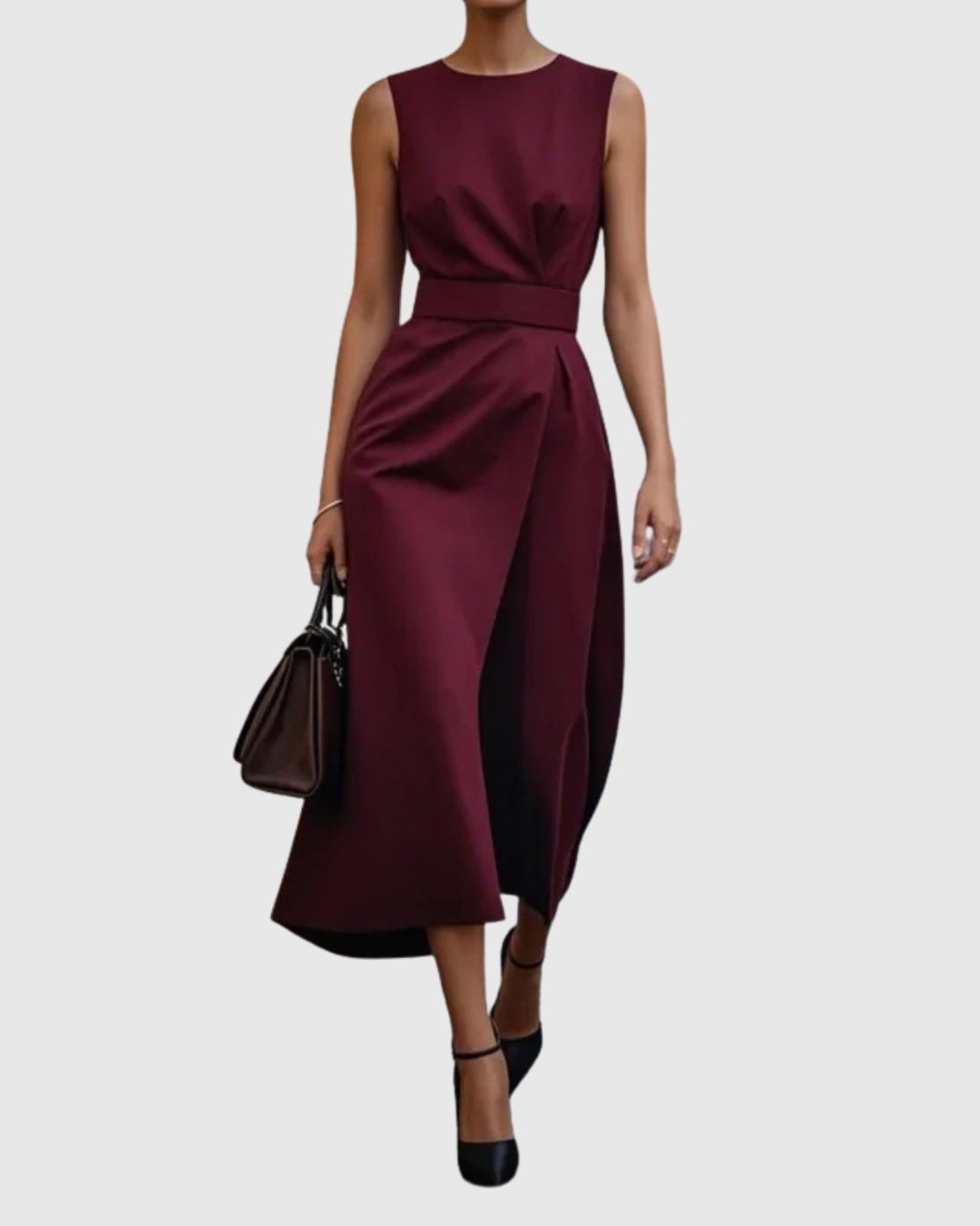 Freya Draped Midi Dress | Belted Wrap Front Dress