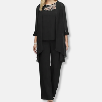 Olivia Three-Piece Set | Lace Trim Relaxed Fit Co-ords Set