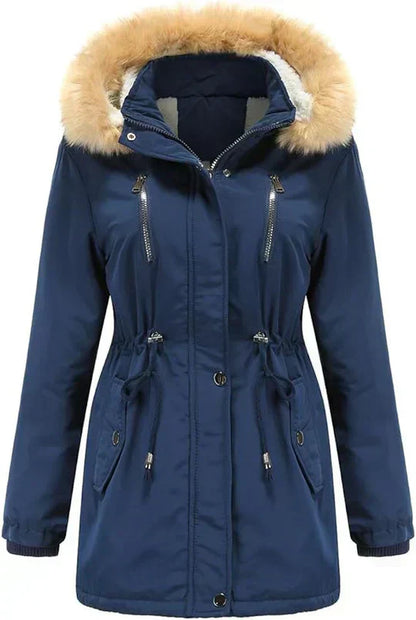 Freya Regular Fit Parka | Fur Trimmed Hood Mid-Thigh Coat