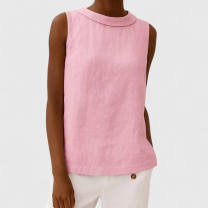 Ivy Relaxed Fit Sleeveless Top | Roll Collar Sleeveless Top
