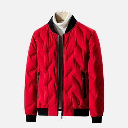 Men’s Quilted Jacket – Regular Fit – Ribbed Collar and Cuffs – Zipper Pockets