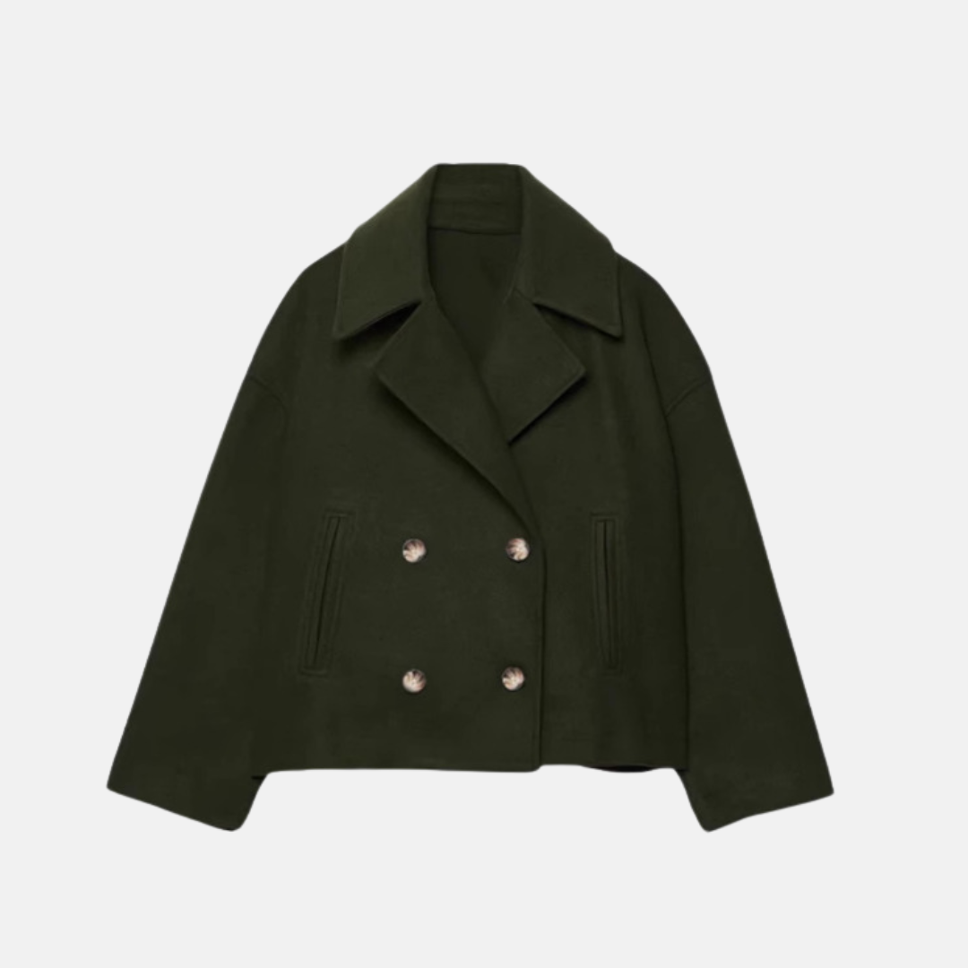 Amelia Cropped Double-Breasted Jacket | Relaxed Fit Button Front Jacket