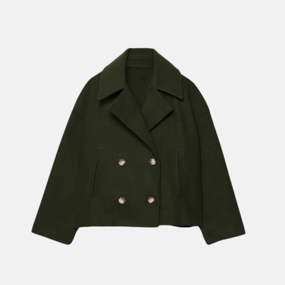 Amelia Cropped Double-Breasted Jacket | Relaxed Fit Button Front Jacket