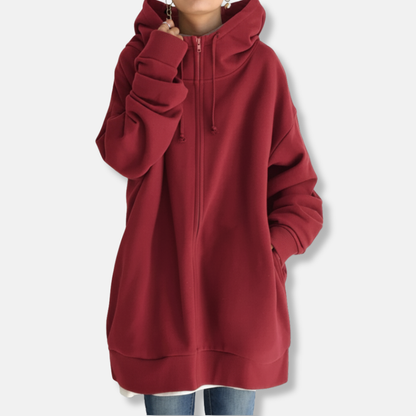 Women’s Hoodie – Oversized Fit – Zip Front – Long Sleeve Casual