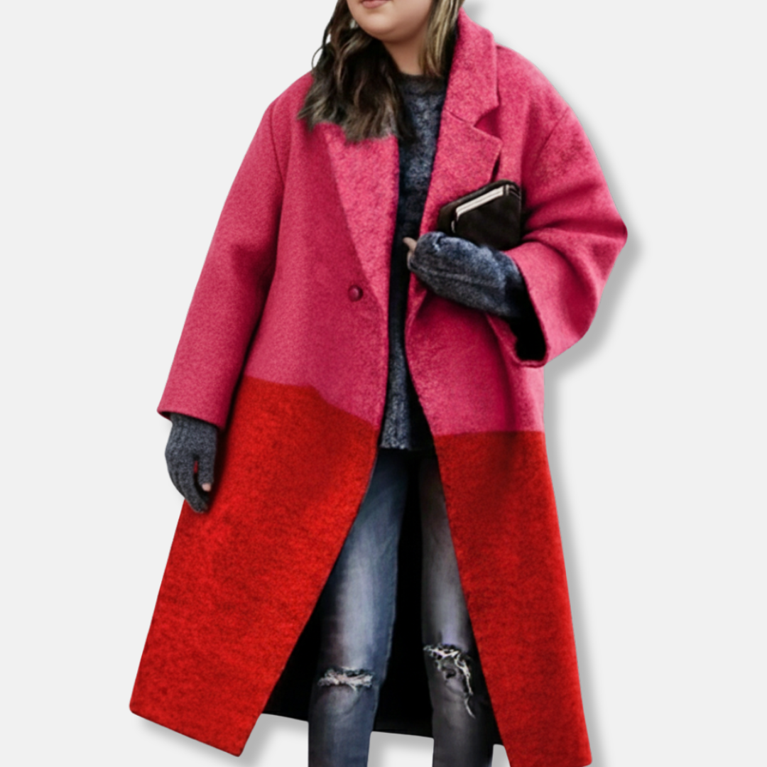 Olivia Oversized Long Coat | Collared Plaid Coat
