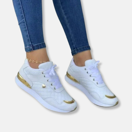 Amelia Orthopedic Quilted Sneakers | Gold Accent Heart Sneakers