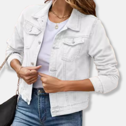 Isabella Denim Jacket | Slim Fit Cropped Denim Jacket