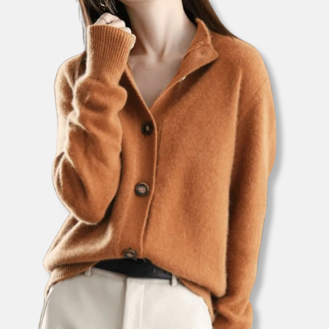 Isla Relaxed Fit Cardigan | Collared Button Front Cardigan