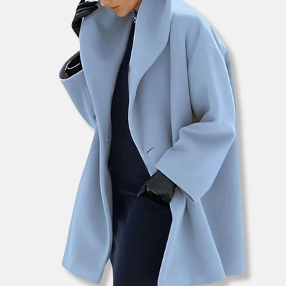 Isabella A-Line Coat | Collared Lapel Button Front Coat