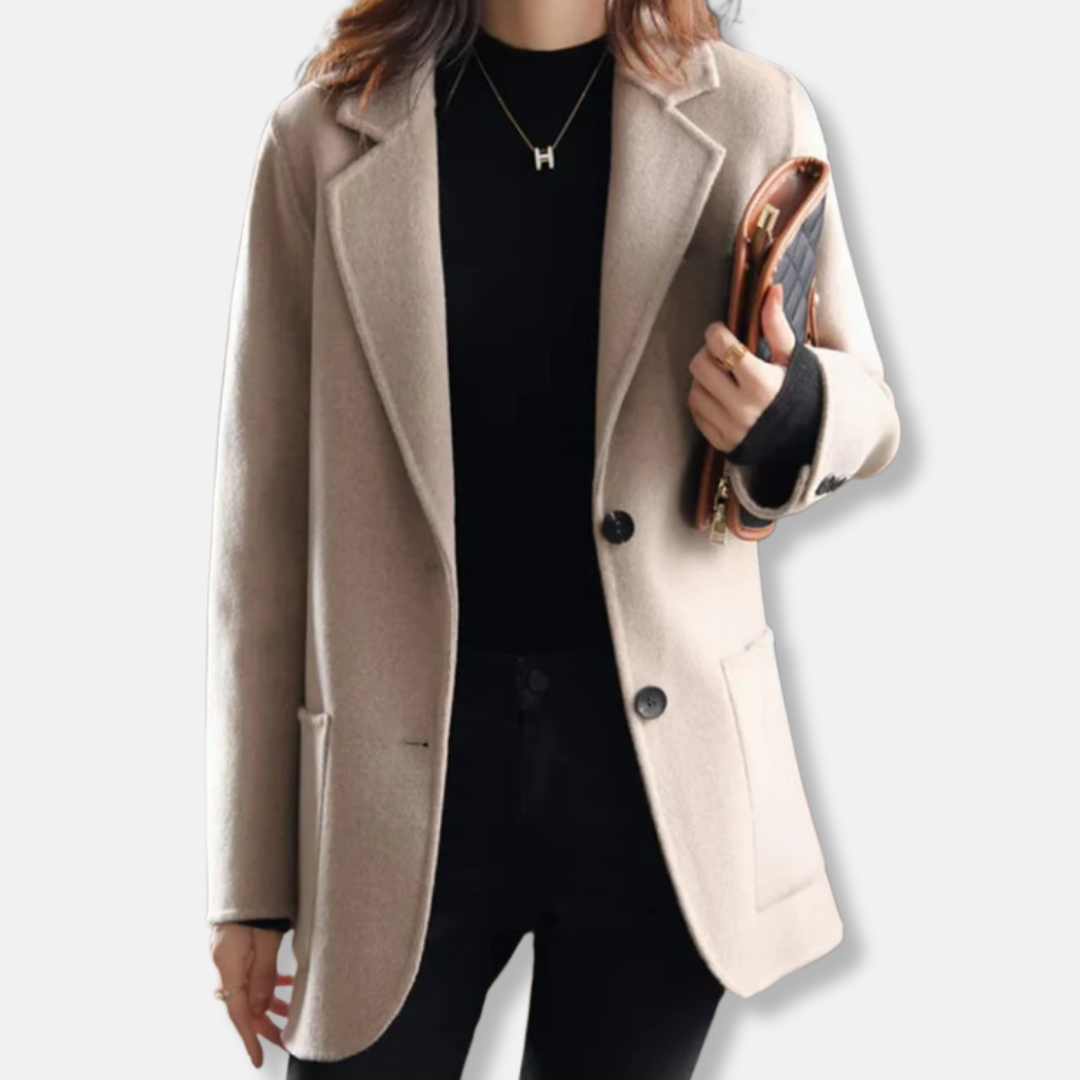 Isla Straight Fit Blazer Coat | Button Front Pockets Blazer Coat