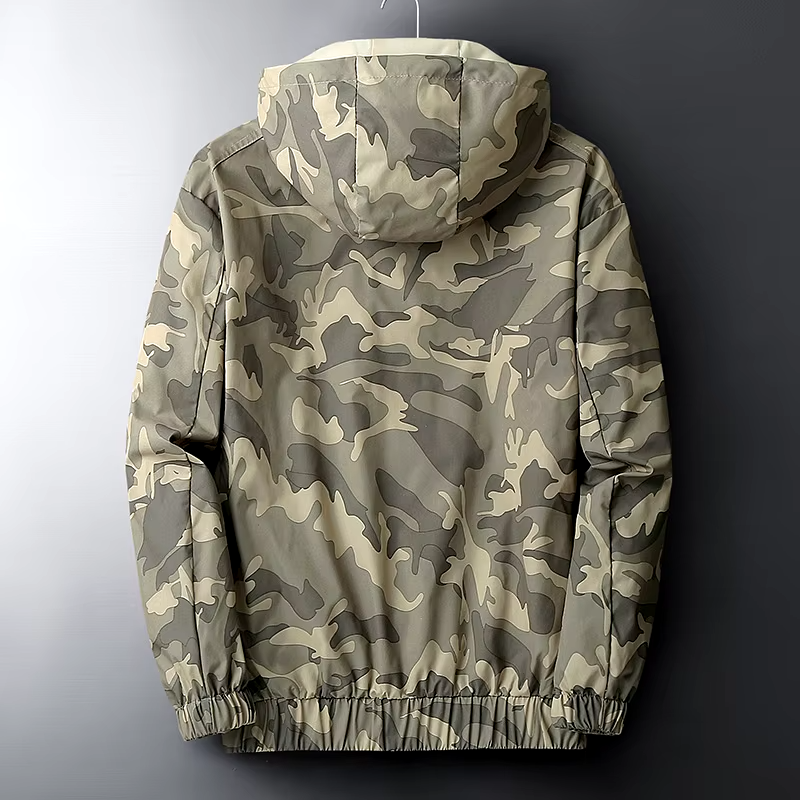 Oliver Camouflage Hooded Windbreaker | Regular Fit Hip-Length Windbreaker