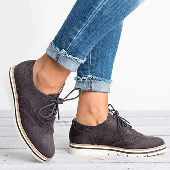 Isla Lace-Up Platform Brogue Trainers | Solid Ankle-Length Trainers