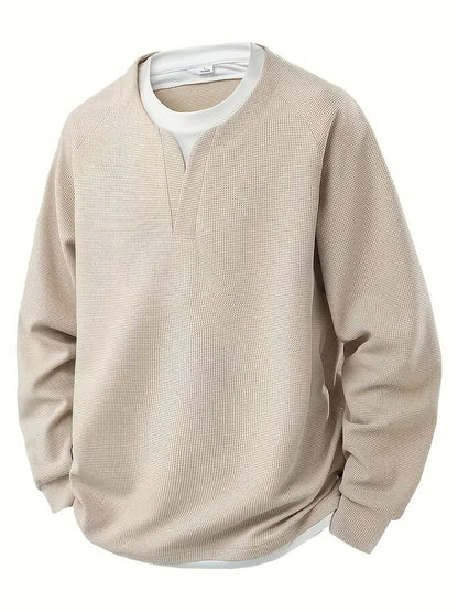 Harry Oversized Pullover | V-Neck Waffle Knit Hip-Length Pullover