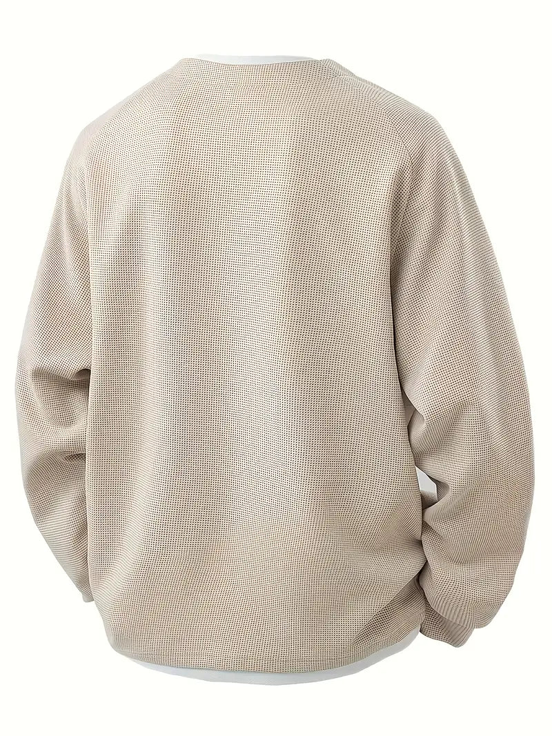 Harry Oversized Pullover | V-Neck Waffle Knit Hip-Length Pullover