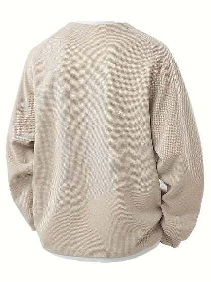 Harry Oversized Pullover | V-Neck Waffle Knit Hip-Length Pullover