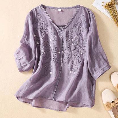 Florence Relaxed Fit Blouse | Floral Embroidered Blouse