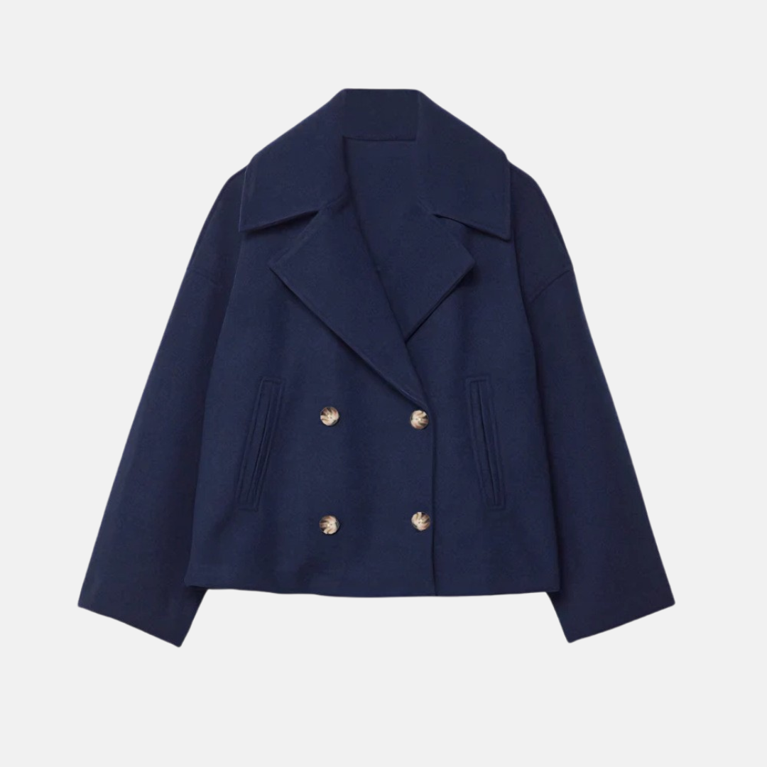 Amelia Cropped Double-Breasted Jacket | Relaxed Fit Button Front Jacket