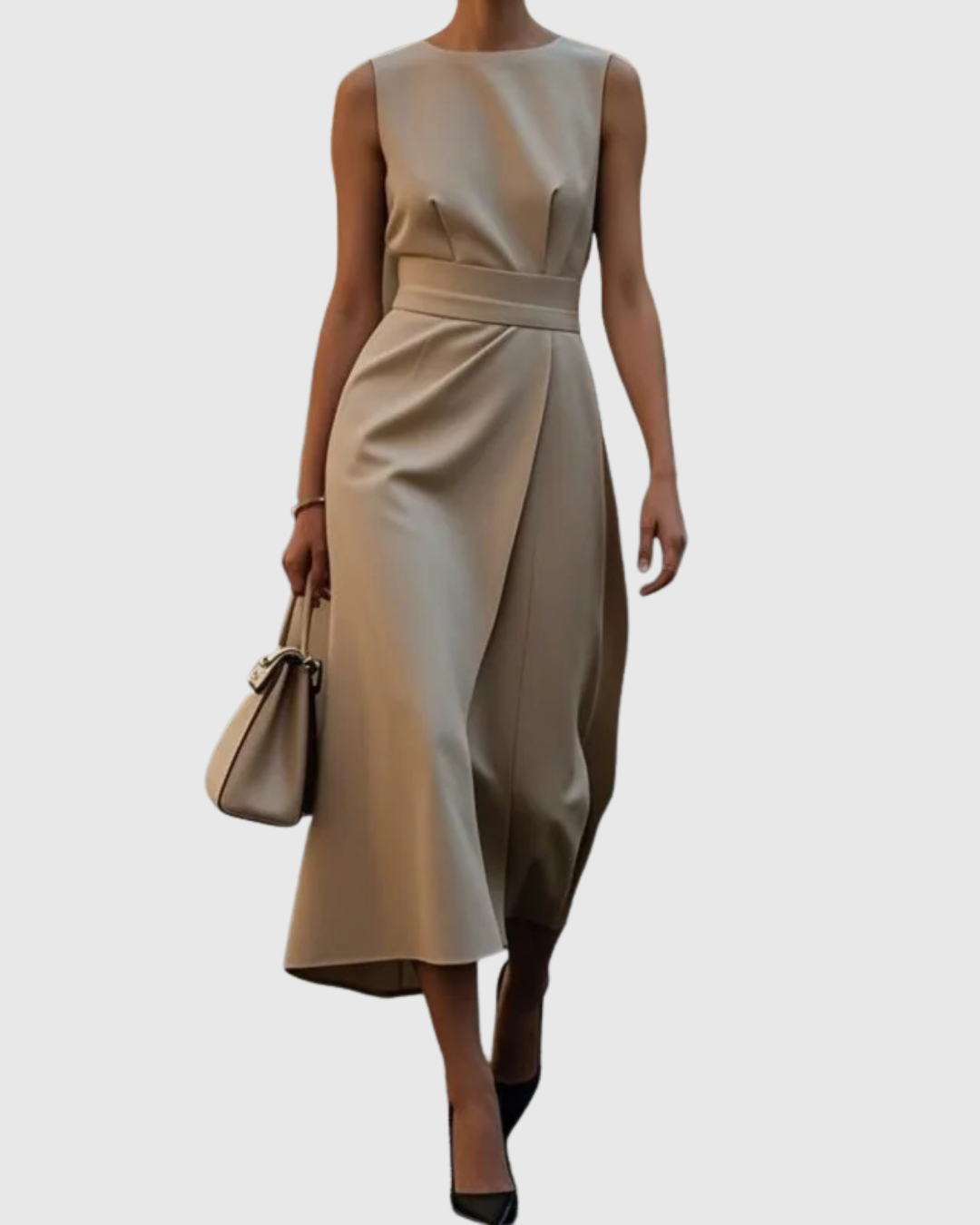Freya Draped Midi Dress | Belted Wrap Front Dress