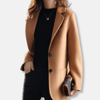 Isla Straight Fit Blazer Coat | Button Front Pockets Blazer Coat