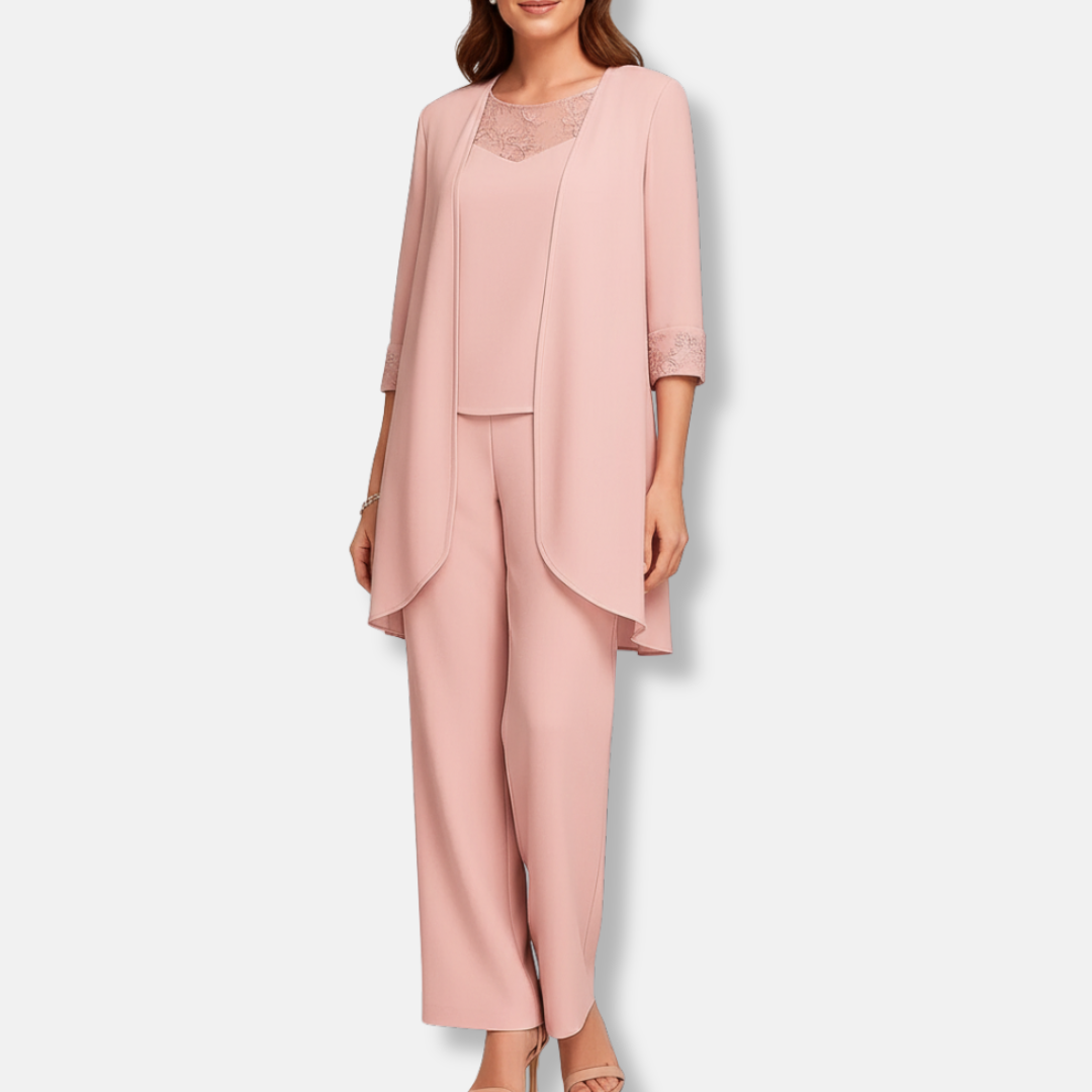 Olivia Three-Piece Set | Lace Trim Relaxed Fit Co-ords Set