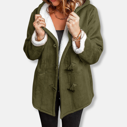 Sienna Hooded Toggle Coat | Relaxed Fit Thigh-Length Coat