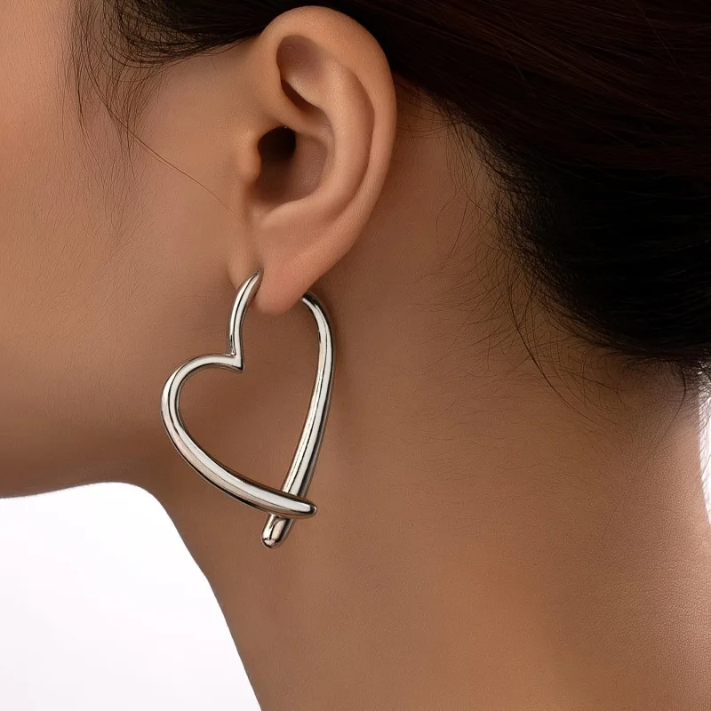 Amor Abstract Heart Hoop Earrings | Gold-Tone Statement Jewelry
