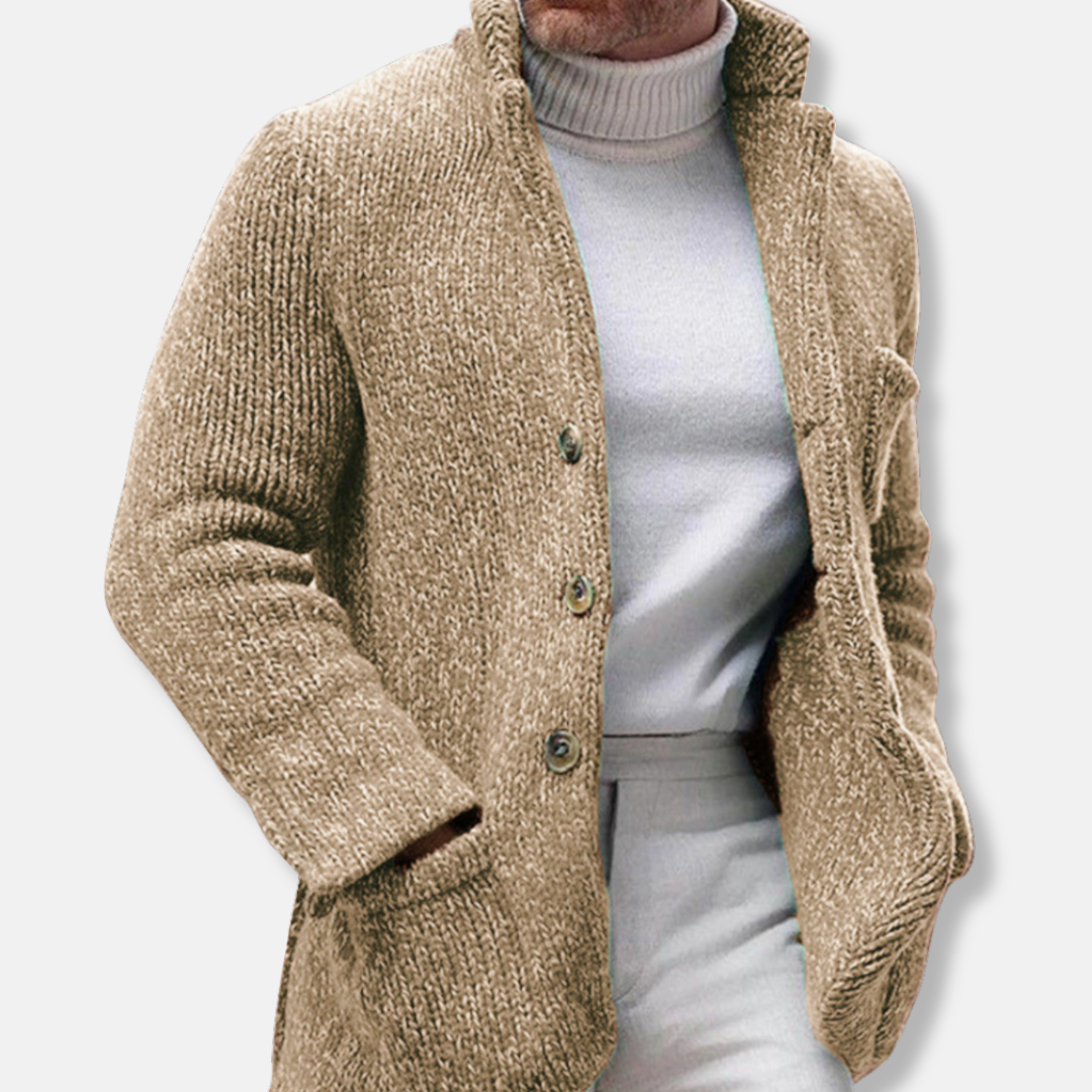 Oscar Regular Fit Cardigan | Stand Collar Button Front Cardigan