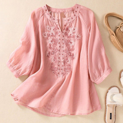 Isabella Relaxed Fit Blouse | Floral Embroidered Blouse