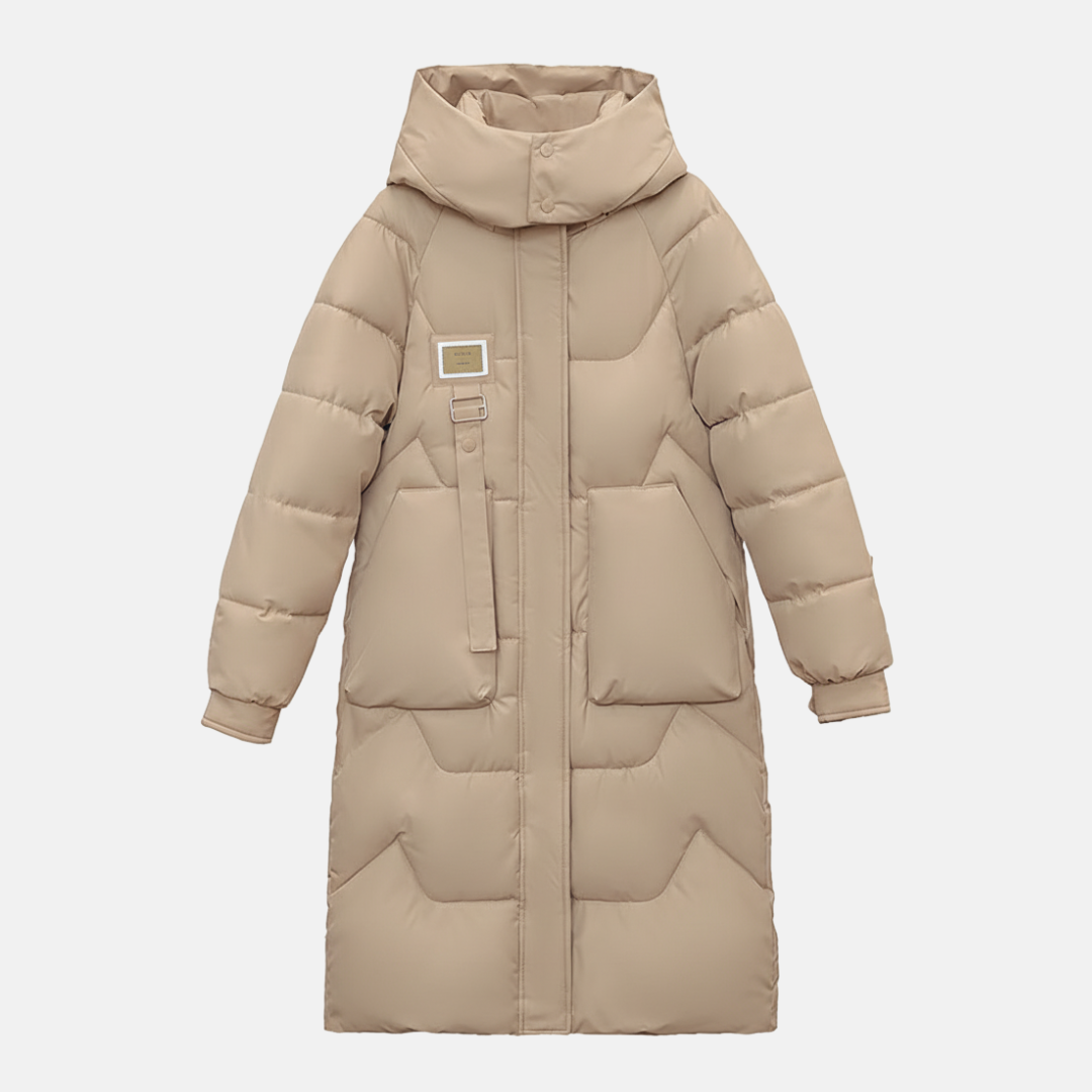 Women’s Trench Coat – Oversized Relaxed Fit – Quilted Long Insulated Hooded Design