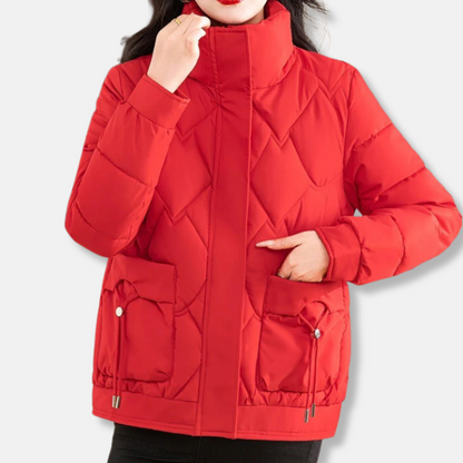 Rose Puffer Jacket | Relaxed Fit Stand Collar Jacket