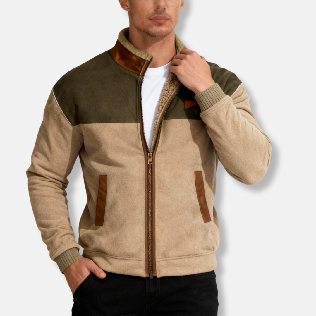 Charlie  Regular Fit  Jacket | Stand Collar Color Block Jacket
