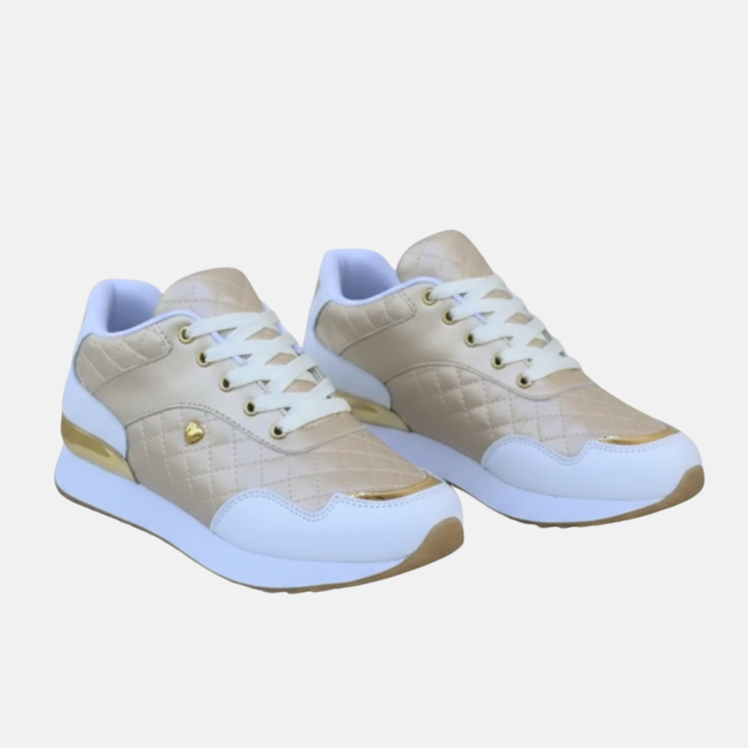 Amelia Orthopedic Quilted Sneakers | Gold Accent Heart Sneakers
