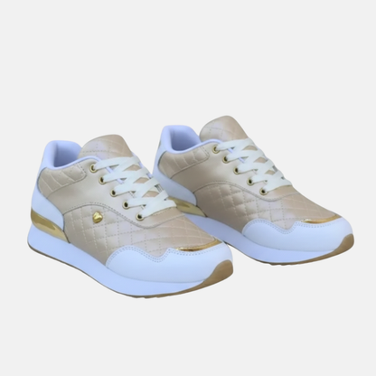 Amelia Orthopedic Quilted Sneakers | Gold Accent Heart Sneakers