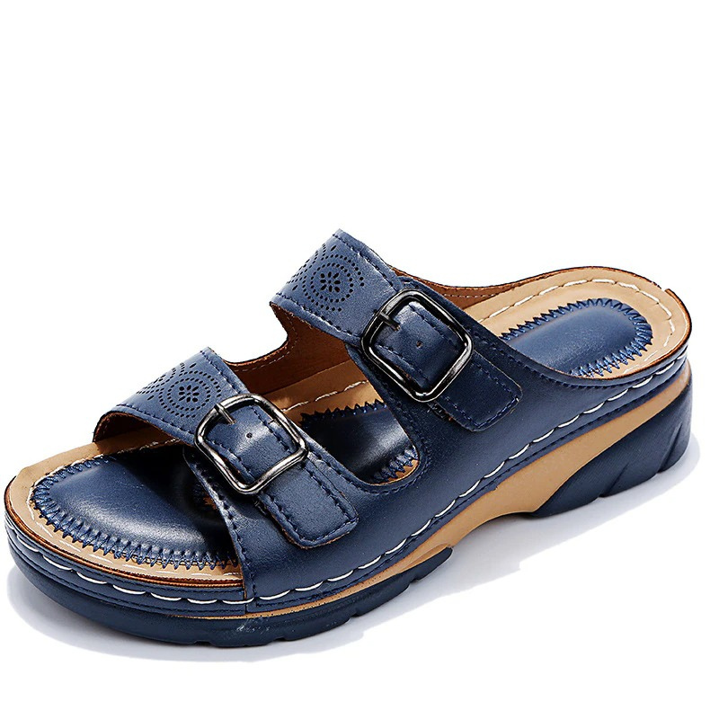 Isla Orthopedic Slip-On Sandal | Buckle Detail Chunky Sole Sandal