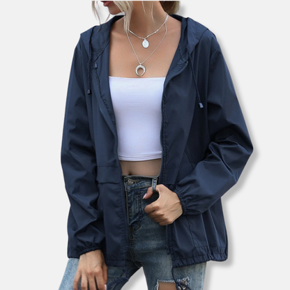 Isla Hooded Jacket | Drawstring Waist Hip-Length Hooded Jacket